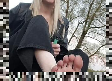 Public lezdom foot licking