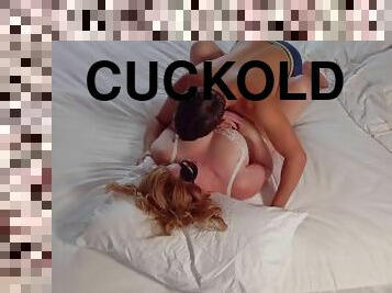 Cuckold Hubby Licks Cum from my Belly and Pussy after Sensual Sex! Big Tits Curvy MILF Ginger Ale