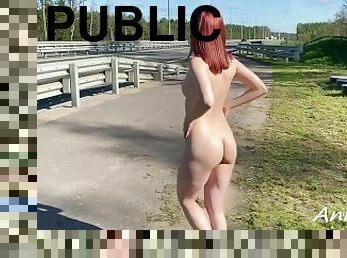 Hot Girl Stripping on the Highway and Showed her naked Body to People - Annygrace