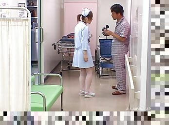 asiático, enfermera, coño-pussy, amateur, chorro-de-corrida, japonés, fetiche, guapa, hospital, uniforme