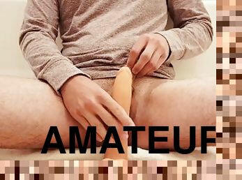 amatør, kæmpestor-pik, legetøj, bøsse, trusser, snæver, dildo, fetish, solo, pik