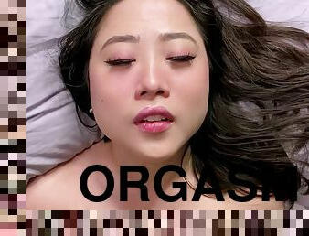 asiatique, masturbation, orgasme, ados, mignonne, belle, solo