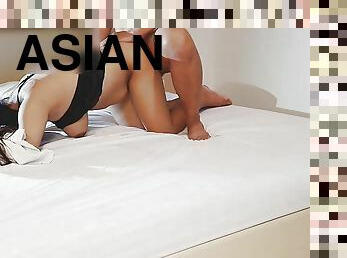 asiatisk, doggy, gammel, blowjob, cumshot, tenåring, hardcore, creampie, første-gang, 18år