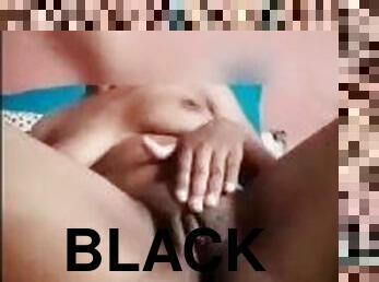 Horny girl marsubates her black fat pussy ????????