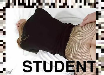 Cute Student Sucks And Fucks In Fishnet Pantyhose - Badcutegirl