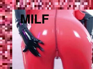 masturbation, milf, tysk, fetisch, latex, ensam, gummi, retande