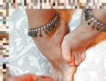 Beautiful small feet in anklets 