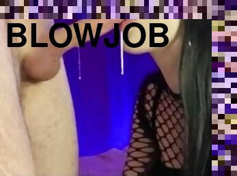 Sloppery blowjob. Cum in mouth.