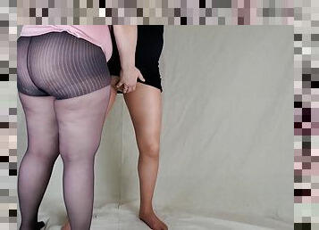 Couple In Pantyhose - Chubby Milf Is Horny In Nylon - Sexy Legs And Feet