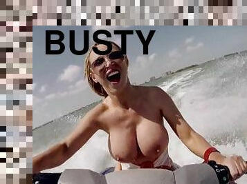 BANGROS - Big Tits Blonde Nikki Benz Riding Waves & Big Cock