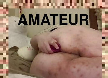 cul, masturbation, amateur, anal, ados, jouet, belle-femme-ronde, serrée, solo