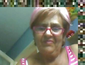 60 year old granny shows herself on amateur webcam