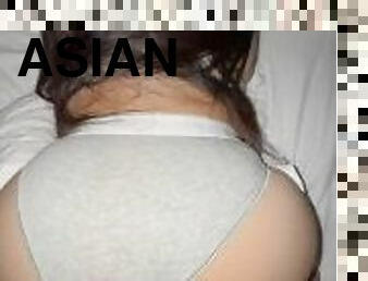 Asian girl with amazing ass gets fucked in Calvin Klein underwear