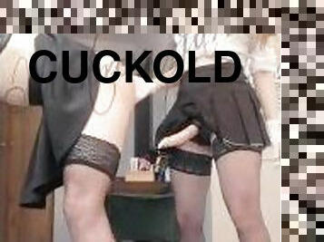 Cuckold slut in stockings and heels fucked hard by Mistress. Full video on my Onlyfans (link in bio)