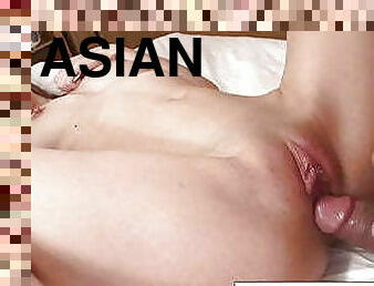 Asian couple have some hardcore fun on the bed