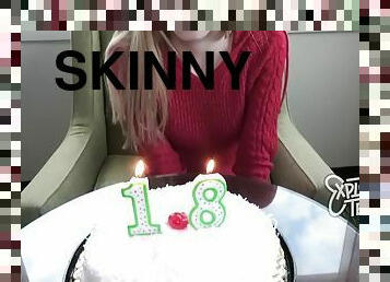 This skinny blonde turned 18 just a few days ago.