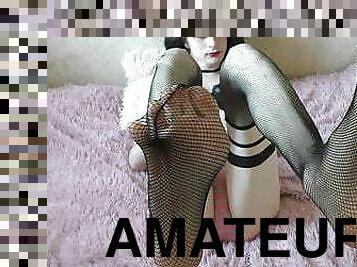 transsexuelle, amateur, pieds, bas, jeune-18, lingerie, mignonne, fétiche, solo, jambes