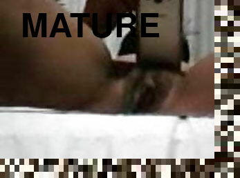 masturbation, mature, ébène, milf, africaine, cougar