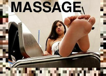 Latina Jennifer big booty foot massage and smelling in the mall HD