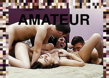 Real Sexy Amateur Swingers, Foursome Orgy Fun, Home Action