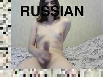 Nice-looking russian tgirl wanking getting hard