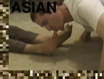 asiatisk, tenåring, føtter, thai, knulling-fucking, fetisj, footjob