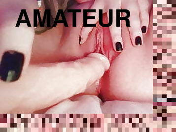 masturbation, fitta-pussy, amatör, mogen, tight, dildo, retande