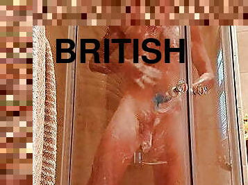 浴, マスターベーション, 巨大なコック, ゲイ, 手コキ, 英国の, 夕立ち