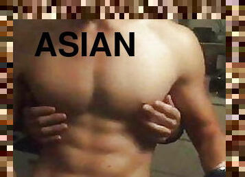 asiático, mamilos, gay, punheta, massagem, musculado, gay-adolescente