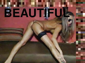 blonde, lingerie, webcam, belle, parfait, salle-de-gym