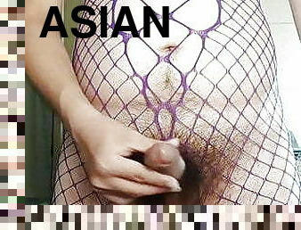 asiatique, grosse, masturbation, collants, gay, belle-femme-ronde