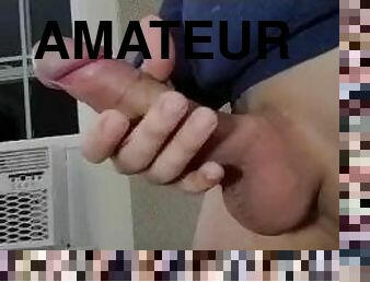 masturbation, amateur, ejaculation-sur-le-corps, énorme-bite, maison, branlette, ejaculation, solo, rasé, bite