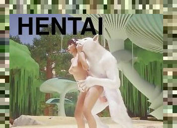 anime, hentai, 3d, pequeñita, morena, salvaje