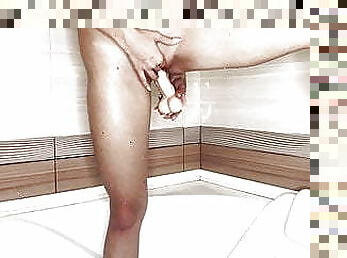 Cute Babe Masturbate Pussy Dildo and Orgasm in the Bathroom