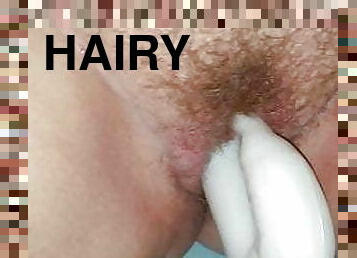 Dildo in bbw hairy pussy