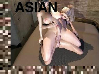 Asian Futa Rides Futa Dick reverse cowgirl