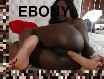 Ebony Anal Fucks her White Dildo on Cam