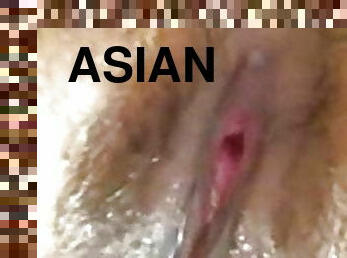 asiatique, pisser, chatte-pussy, milf, serrée, gros-plan