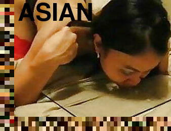 asiático, esposa, mulher-madura, engolindo, ejaculação, esperma, filipina, chupando