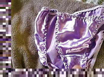 Cumming on neighbors purple satin panties 