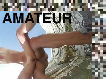 nudist, öffentliche, dilettant, kam, strand, voyeur