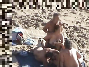 nudist, öffentliche, dilettant, kam, gruppensex, strand, voyeur