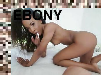 Ebony Demi Sutra goes down down her knees for a hot blowjob