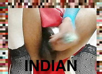 masturbation, transsexuelle, ejaculation-sur-le-corps, indien, ladyboy, bas, jeune-18, ejaculation, lingerie, solo