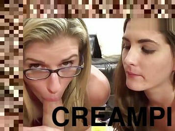 Mothr and Daughtr Share a Creampie