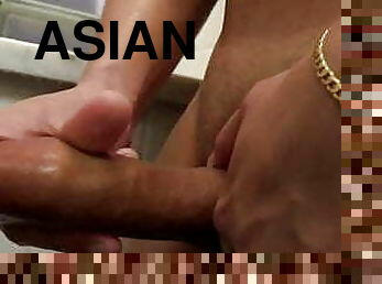 asia, mandi, mastubasi, penis-besar, homo, sentakkan, mandi-shower, berotot