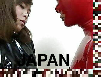 asiatisk, japans, slave, latex, gummi