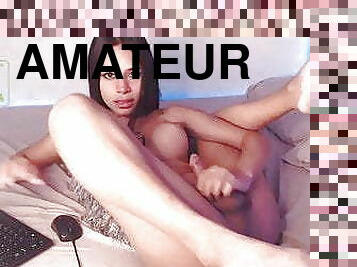 masturbação, transsexual, amador, pés, gozando, webcam, pequeno, sozinho, minúsculo, pénis