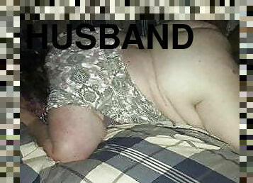 Bbw loves a 9 inch bbc doggy while husband records