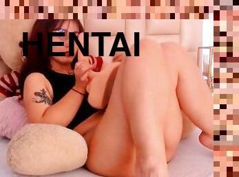 Hentai-loving redhead with glasses becomes a sex-thirsty little slut on her webcam show